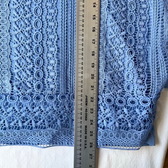Woman Within Women Long Sleeve Stretchy Lace Blouse size L (18/20), Sweet Blue - Picture 3 of 8
